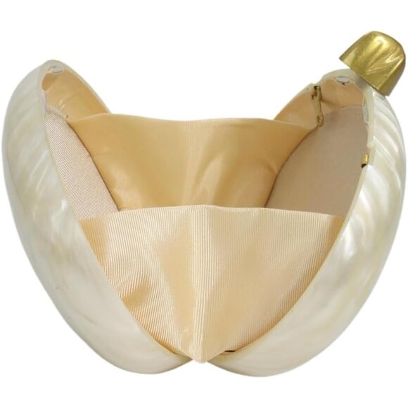 ⚡Women\'s Tan Shell Egg Metallic Evening Shiny Top Closure Trendy Clutch Handbags